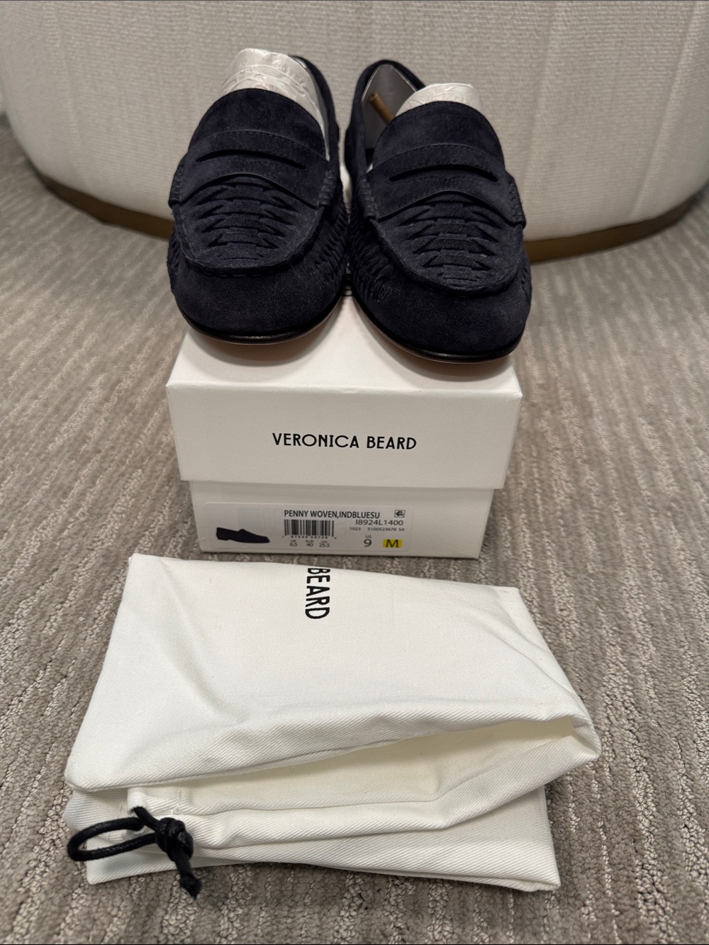 Veronica Beard NIB Penny Woven Suede Loafers Indigo Blue Size 9 - Picture 6 of 12
